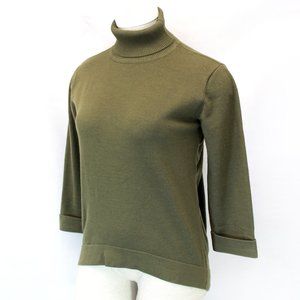 Madewell Green 3/4 Sleeve Turtle Neck Sweater Top Large